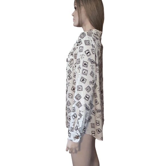 Karl Lagerfeld Paris Shirt Blouse Graphic Travel Graffiti Print Eiffel Tower - Picture 11 of 16